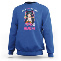 Just A Girl Who Loves Cats And Gaming Sweatshirt Cute Gamer Gift - Wonder Print Shop