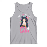 Just A Girl Who Loves Cats And Gaming Tank Top Cute Gamer Gift - Wonder Print Shop