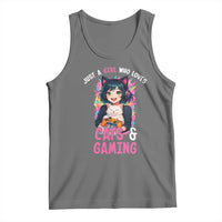 Just A Girl Who Loves Cats And Gaming Tank Top Cute Gamer Gift - Wonder Print Shop