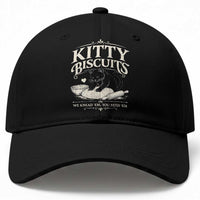 Kitty Biscuits We Knead Em You Need Em Baseball Cap Funny Black Cat Making Biscuits Baking