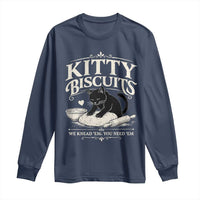 Kitty Biscuits We Knead Em You Need Em Long Sleeve Shirt Funny Black Cat Making Biscuits Baking