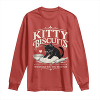 Kitty Biscuits We Knead Em You Need Em Long Sleeve Shirt Funny Black Cat Making Biscuits Baking