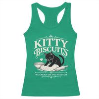 Kitty Biscuits We Knead Em You Need Em Racerback Tank Top Funny Black Cat Making Biscuits Baking
