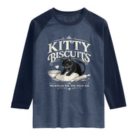 Kitty Biscuits We Knead Em You Need Em Raglan Shirt Funny Black Cat Making Biscuits Baking