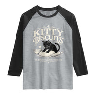 Kitty Biscuits We Knead Em You Need Em Raglan Shirt Funny Black Cat Making Biscuits Baking