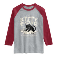 Kitty Biscuits We Knead Em You Need Em Raglan Shirt Funny Black Cat Making Biscuits Baking