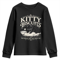 Kitty Biscuits We Knead Em You Need Em Youth Sweatshirt Funny Black Cat Making Biscuits Baking