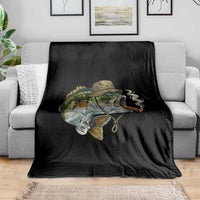Funny Smoking Bass Fish Throw Blanket Bass Fishing Lover Graphic
