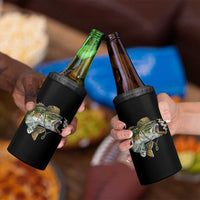 Funny Smoking Bass Fish 4 in 1 Can Cooler Tumbler Bass Fishing Lover Graphic