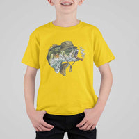 Funny Smoking Bass Fish T Shirt For Kid Bass Fishing Lover Graphic