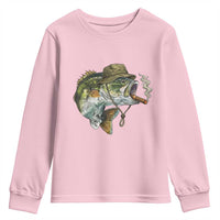 Funny Smoking Bass Fish Youth Sweatshirt Bass Fishing Lover Graphic