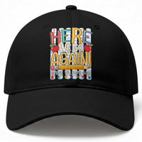 Funny Striped Teacher Back To School Baseball Cap Here We Go Again Welcome Back