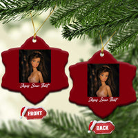 Funny Sassy Christian Doll Face Meme Ceramic Ornament Jesus Saw That