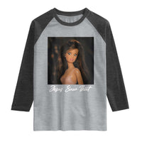 Funny Sassy Christian Doll Face Meme Raglan Shirt Jesus Saw That
