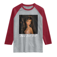 Funny Sassy Christian Doll Face Meme Raglan Shirt Jesus Saw That