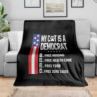 Funny My Cat Is A Democrat Throw Blanket Lazy Cat Political Humor