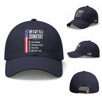 Funny My Cat Is A Democrat Baseball Cap Lazy Cat Political Humor
