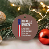 Funny My Cat Is A Democrat Ceramic Ornament Lazy Cat Political Humor