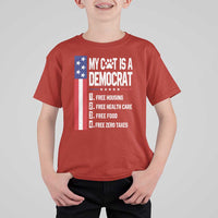 Funny My Cat Is A Democrat T Shirt For Kid Lazy Cat Political Humor