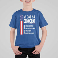 Funny My Cat Is A Democrat T Shirt For Kid Lazy Cat Political Humor