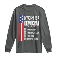 Funny My Cat Is A Democrat Long Sleeve Shirt Lazy Cat Political Humor