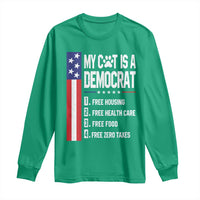 Funny My Cat Is A Democrat Long Sleeve Shirt Lazy Cat Political Humor