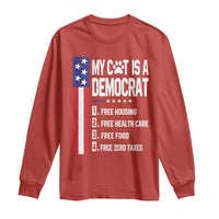 Funny My Cat Is A Democrat Long Sleeve Shirt Lazy Cat Political Humor