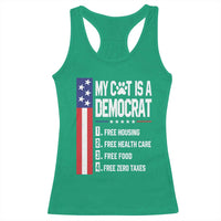 Funny My Cat Is A Democrat Racerback Tank Top Lazy Cat Political Humor
