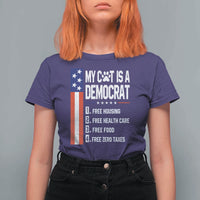 Funny My Cat Is A Democrat T Shirt For Women Lazy Cat Political Humor