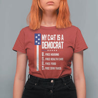 Funny My Cat Is A Democrat T Shirt For Women Lazy Cat Political Humor