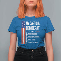 Funny My Cat Is A Democrat T Shirt For Women Lazy Cat Political Humor