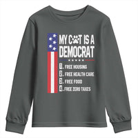 Funny My Cat Is A Democrat Youth Sweatshirt Lazy Cat Political Humor