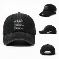 My Dog Is A Democrat Washed Cotton Baseball Cap Funny Political Satire Graphic