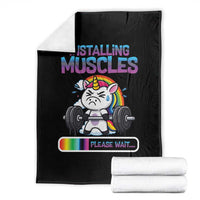 Installing Muscles Please Wait Throw Blanket Cute Unicorn Gym Workout Gift - Wonder Print Shop