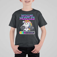 Installing Muscles Please Wait T Shirt For Kid Cute Unicorn Gym Workout Gift - Wonder Print Shop