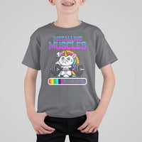 Installing Muscles Please Wait T Shirt For Kid Cute Unicorn Gym Workout Gift - Wonder Print Shop
