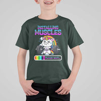 Installing Muscles Please Wait T Shirt For Kid Cute Unicorn Gym Workout Gift - Wonder Print Shop