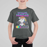 Installing Muscles Please Wait T Shirt For Kid Cute Unicorn Gym Workout Gift - Wonder Print Shop