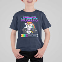 Installing Muscles Please Wait T Shirt For Kid Cute Unicorn Gym Workout Gift - Wonder Print Shop