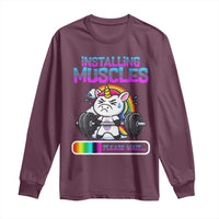 Installing Muscles Please Wait Long Sleeve Shirt Cute Unicorn Gym Workout Gift - Wonder Print Shop