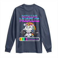 Installing Muscles Please Wait Long Sleeve Shirt Cute Unicorn Gym Workout Gift - Wonder Print Shop