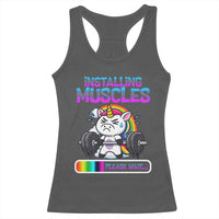 Installing Muscles Please Wait Racerback Tank Top Cute Unicorn Gym Workout Gift - Wonder Print Shop
