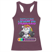 Installing Muscles Please Wait Racerback Tank Top Cute Unicorn Gym Workout Gift - Wonder Print Shop