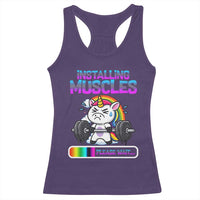 Installing Muscles Please Wait Racerback Tank Top Cute Unicorn Gym Workout Gift - Wonder Print Shop