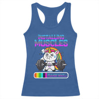 Installing Muscles Please Wait Racerback Tank Top Cute Unicorn Gym Workout Gift - Wonder Print Shop