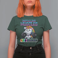 Installing Muscles Please Wait T Shirt For Women Cute Unicorn Gym Workout Gift - Wonder Print Shop