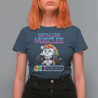 Installing Muscles Please Wait T Shirt For Women Cute Unicorn Gym Workout Gift - Wonder Print Shop