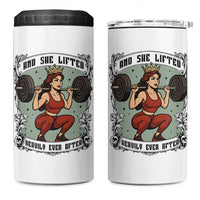 And She Lifted Heavily Ever After 4 in 1 Can Cooler Tumbler Women Weightlifting Humor Gift