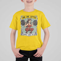 And She Lifted Heavily Ever After T Shirt For Kid Women Weightlifting Humor Gift - Wonder Print Shop