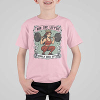 And She Lifted Heavily Ever After T Shirt For Kid Women Weightlifting Humor Gift - Wonder Print Shop